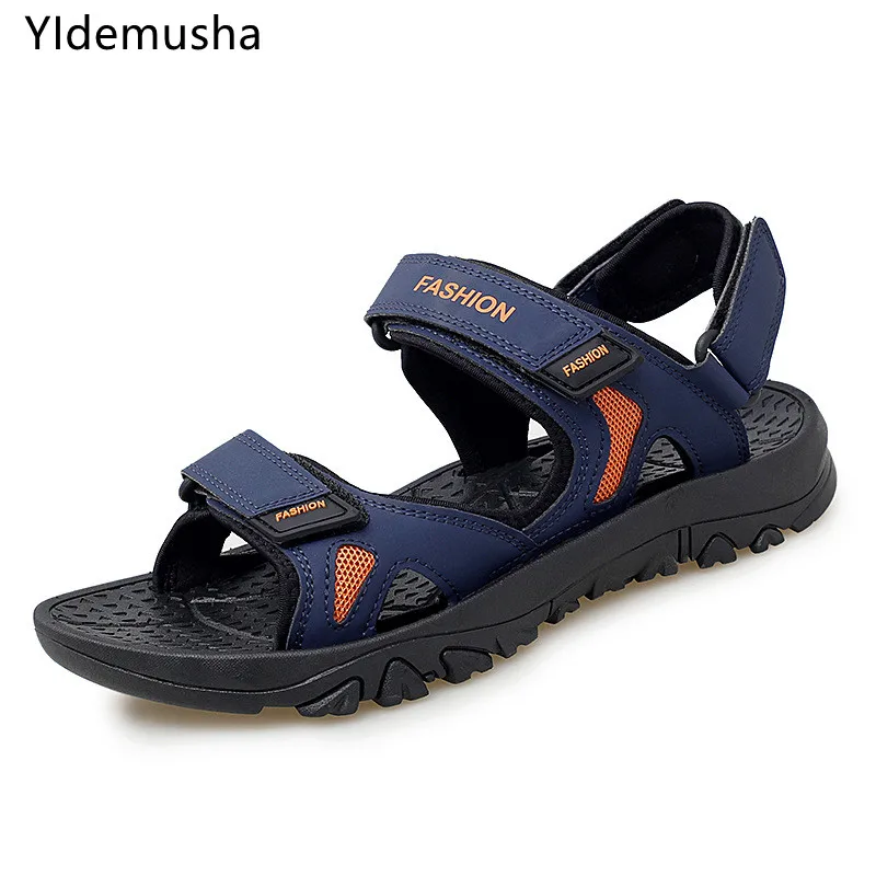 

Мужские сандалии из ПУ кожи, Нескользящие уличные повседневные туфли, удобная пляжная обувь, большой размер 39-48, лето 2021