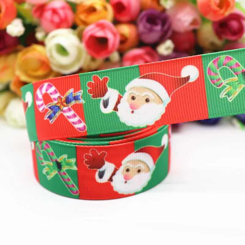 

50 Yards 1'' 25MM Christmas Day Printed Grosgrain Ribbons For Hair Bows/ Gift Packaging DIY Handmade Materials Y19072402