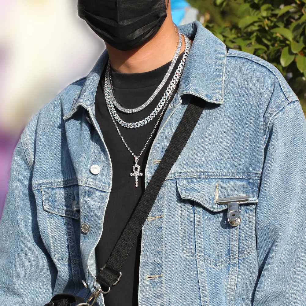 Цепочка Из светильник бинской цепи с голубым фианитом ожерелье серебряным