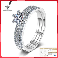 new moissanite ring 100 s925 sterling silver wedding anniversary 0 5ct 1ct 2ct d color vvs1 quality ring set