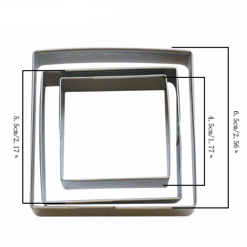 3 шт. квадратный Нержавеющая сталь трафареты для нарезки печенья DIY мусс кольцо