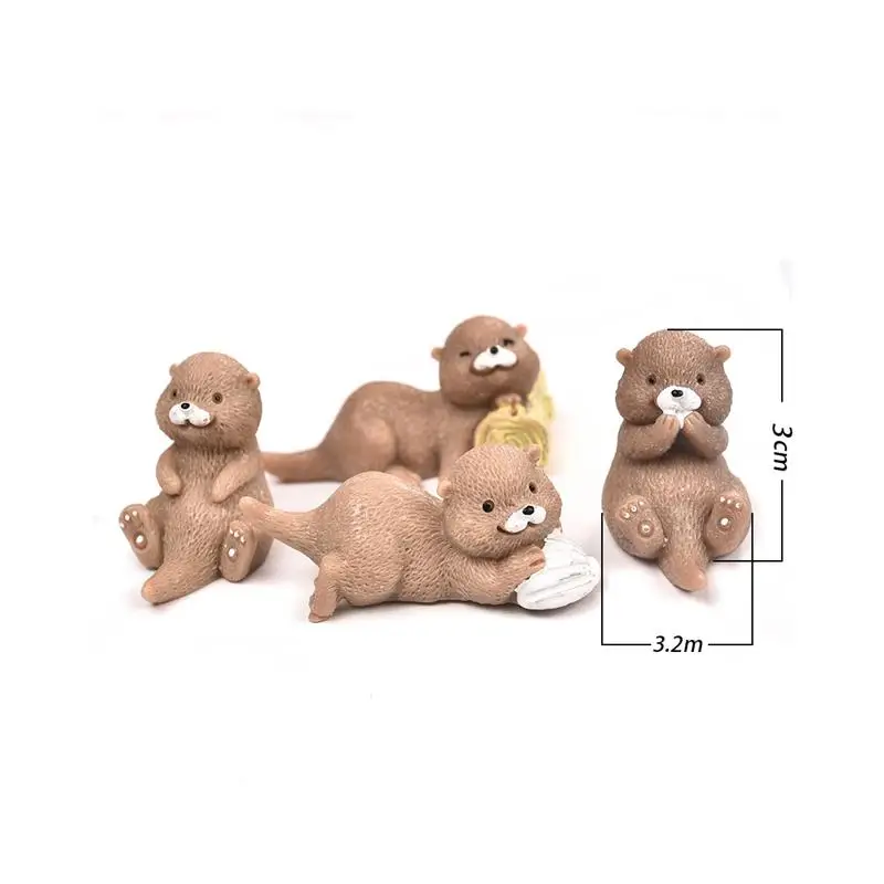 4pcs 4 шт./компл. выдра животное моделирование дома Статуэтка домашний декор миниатюрное украшение для сада в виде Феи аксессуары «сделай сам» - Цвет: 4pcs