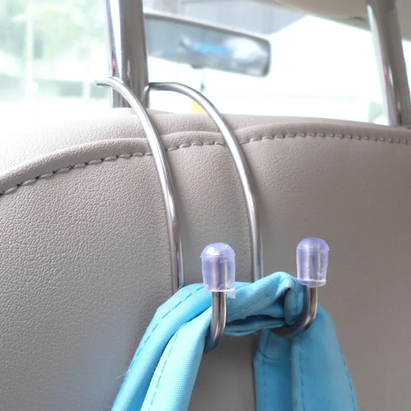 

2Pcs Multi-functional Metal Auto Car Seat Headrest Hanger Bag Hook Holder for Bag Purse Cloth Grocery Storage Auto Fastener Clip