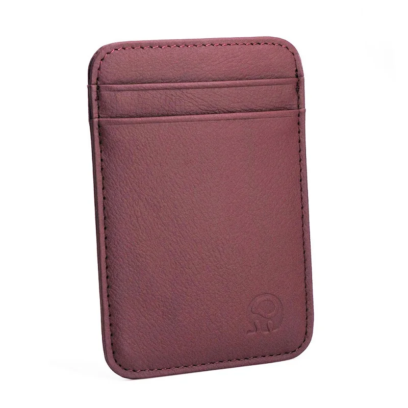 Purple Натуральная кожа, удобный чехол для ID, карманного банка, чехол для кредитных карт, тонкий кошелек для карт, мужская сумка для наличных карт, держатель для карт, новинка - Цвет: Purple
