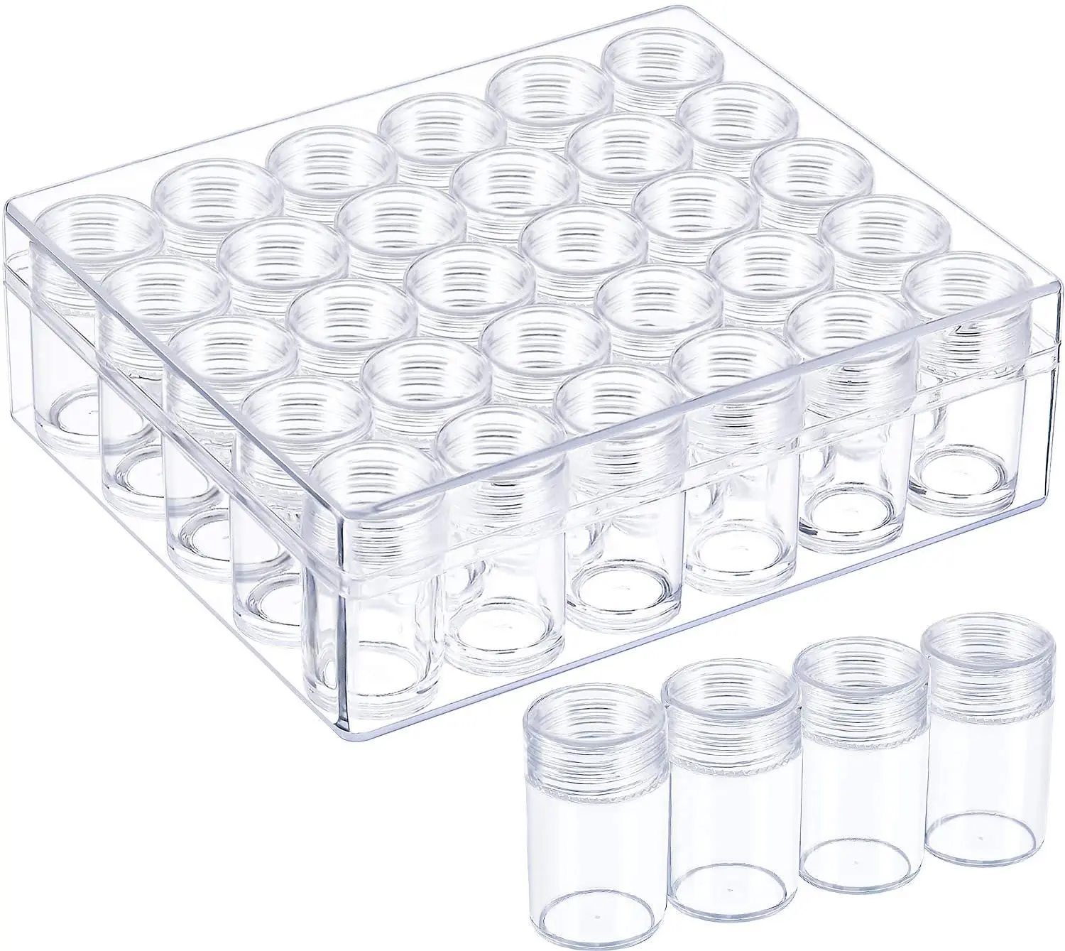 Прозрачные пластиковые контейнеры для хранения бисера набор из 30 банок коробка