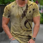 Новинка, модная весенне-летняя футболка с 3D принтом музыкальных нот, классные мужскиеженские футболки с коротким рукавом
