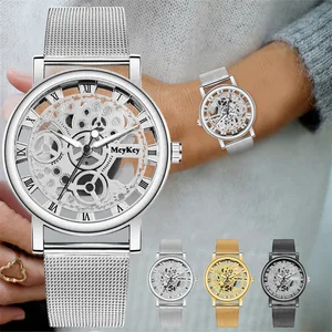 Imported Fashion Couple Watch Silver And Golden Luxury Mesh Steel Watches Men Women Unisex Quartz Wrist watch