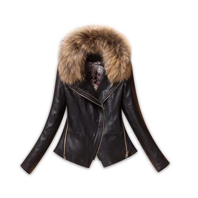 Real Raccoon Fur Collar Winter Natural Sheepskin Coat Female 100% Real Genuine Leather Duck Down Jacket Women Clothes C48-2