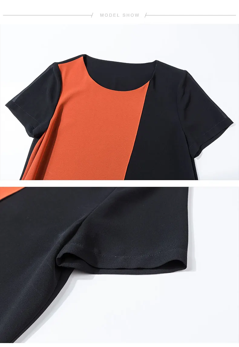 

2021 Summer New Leisure Short Sleeve Contrast Color Chiffon Female Dress for Ladies