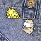 Брошь в виде кошки, брошь в виде животного, маленькие крылья, брошь в виде кошки, съесть брошь с рыбой кошкой и детской кожей, мужские и женские заколки, подарок для мужчин