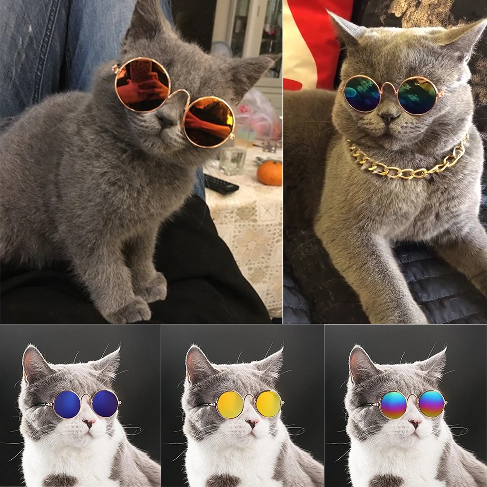 

Vintage Cat Sunglasses Reflection Eye wear glasses For Dog Cat Pet Photos Props Pet Accessories Fashion Sunglasses For Cat Dog