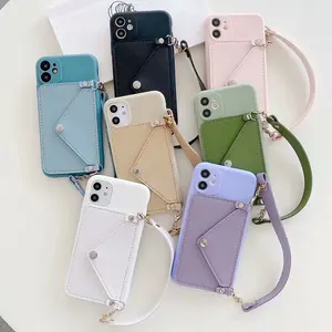 silicone lanyard wallets phone case for xiami redmi note 9s 9 9t 8t 8 7 6 5 pro s2 4x 4a 5a 6a 7a 8a soft leather holder cover free global shipping
