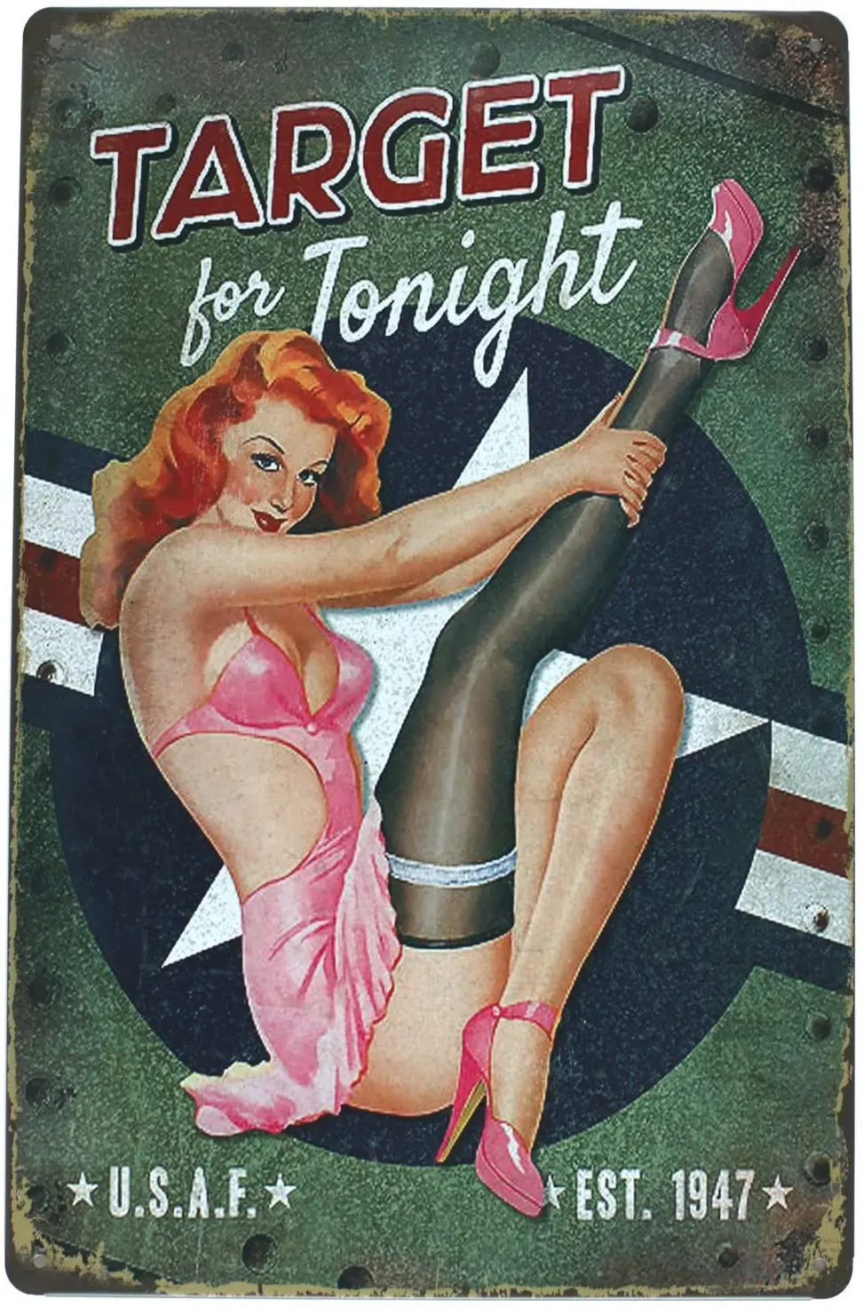 

Мишень для сегодня девушка пин-ап Металл Ретро жестяной знак налет на e-mail Гостиная бар украшение для стен дома, паба