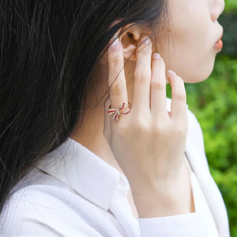 QTT серебряный цвет милое кольцо Природный лук кристалл изысканное ювелирное