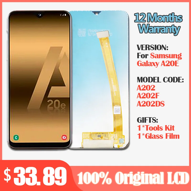 ЖК дисплей для Samsung A20e/A202F/A202DS с сенсорным экраном и дигитайзером в сборе A202 A202F/DS