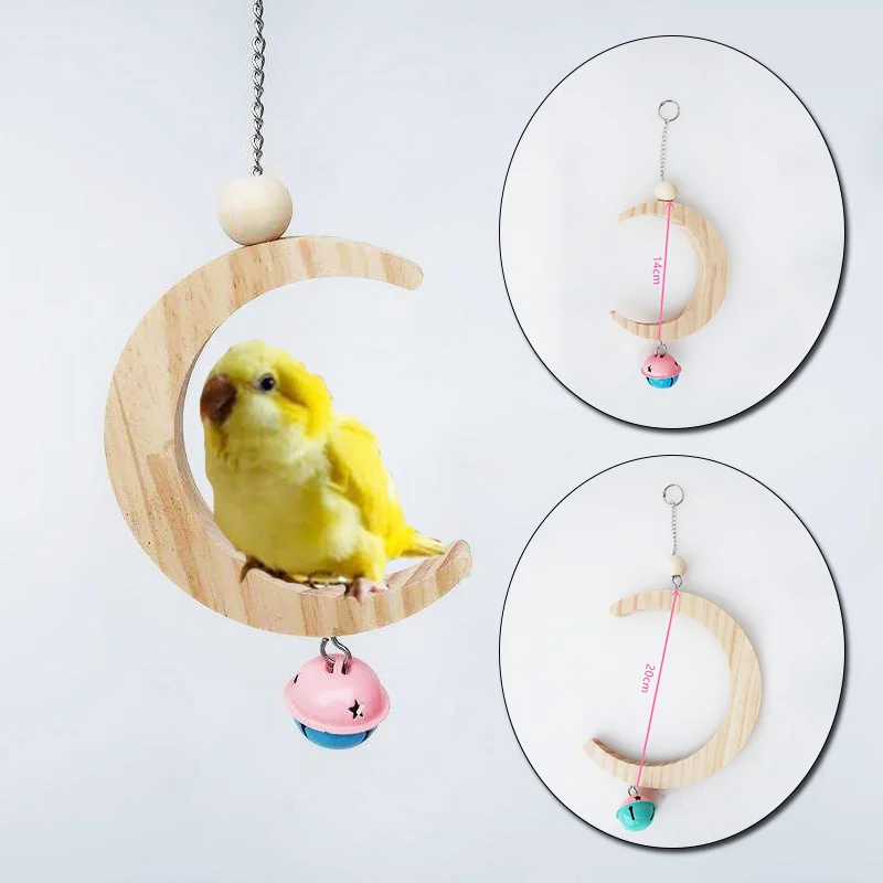 Подставка-качели для попугаев игрушка в форме Луны подвесной гамак колокольчик