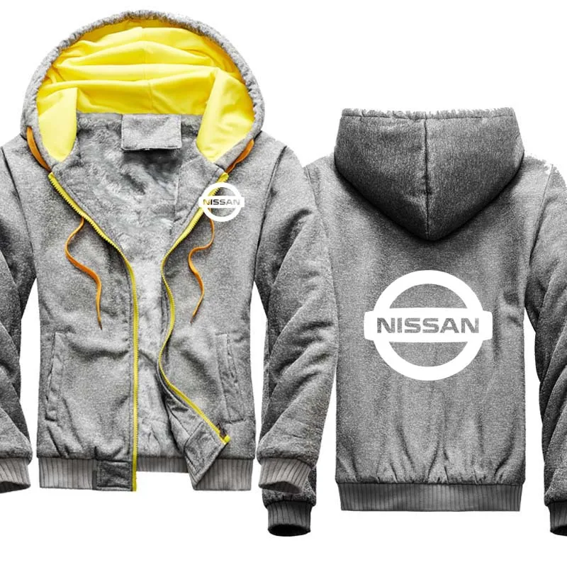 

Winter Men's Hoodie NISSAN Car Logo Printing Men's Sport Jacket Thicken Warm Wool Fleece High Quality Men's Zipper Hoodie
