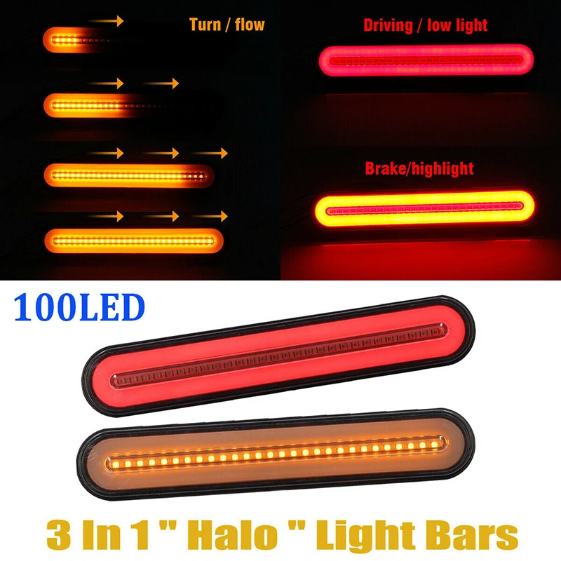 

PC Turn Signal Light 12-24V 2pcs 233MM*16MM Neon 2835 SMD LED RV Trailer Truck IP67 Waterproof Brake Tail Shell