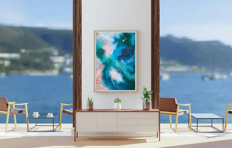 

Sea Waves Abstract Art, Blue Abstract, Extra Large Painting, Art, Abstract big Painting, Xl big Painting,big Painting ,Wall Art