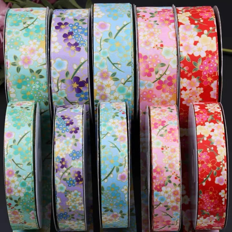 Лента Grosgrain с цветочным принтом 1-1/2 дюйма односторонняя рисунком японской вишни и
