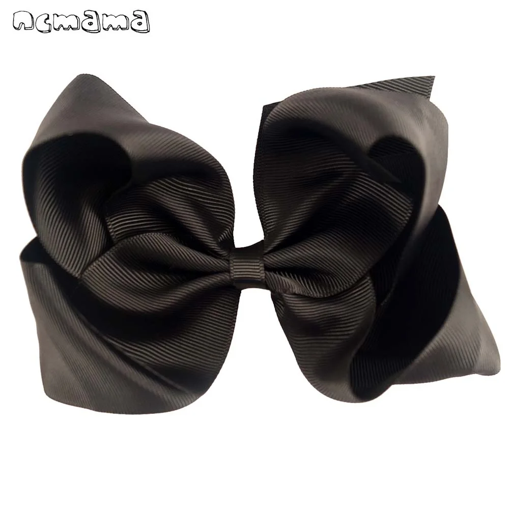 

ncmama 1PC 6" Ribbon Hair Bows With Hair Clips For Kids Girls Handmade Plain Ribbon Jumbo Bows Hair Barrette Hair Accessories