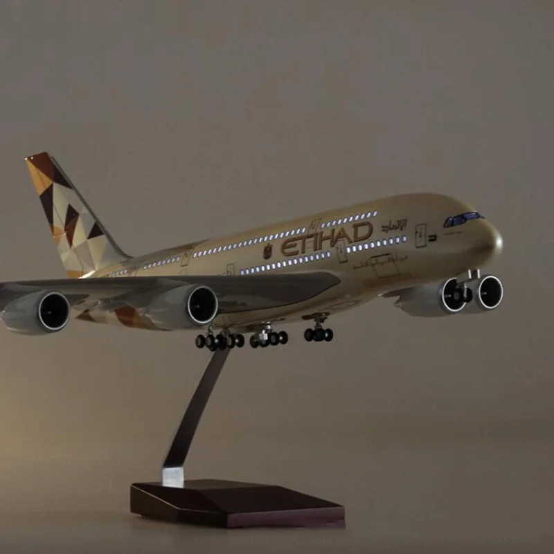 Коллекция 1/160 самолет Airbus A380 ETIHAD авиакомпания модель с светильник и колесная