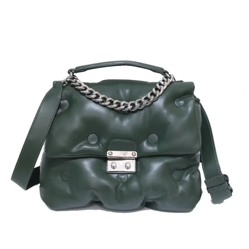 

Fashion Chain Down Cotton Women Handbags Designer Space Pad Feather Shoulder Bags Luxury Pu Leather Crossbody Messenger Bag Tote