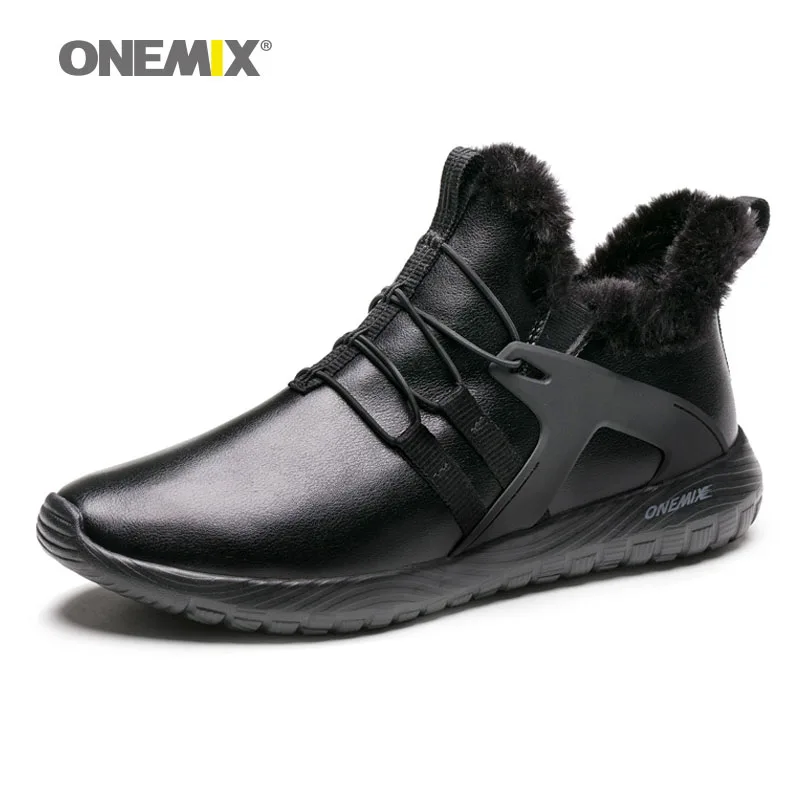 Onemix/Новинка Водонепроницаемые зимние ботинки Мужские кожаные кроссовки Удобные