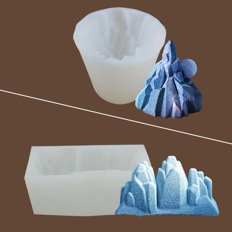

2 Styles Handmade Snow Mountain Ice Mold GumpasteIce Mountain Cookie Moldes Fondant Silicone Cake Decor Mould Sugarcraft