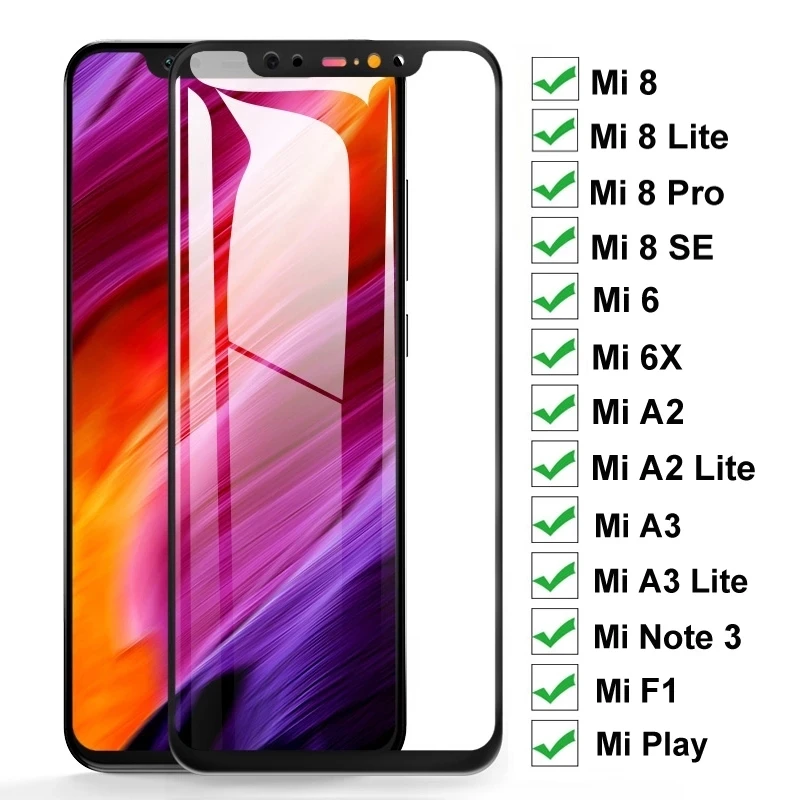 Защитное стекло закаленное для Xiaomi A1/A2/A3/Mi 8/9/Mi8/Mi9 Lite/SE/CC9 3 шт.|Защитные стёкла и