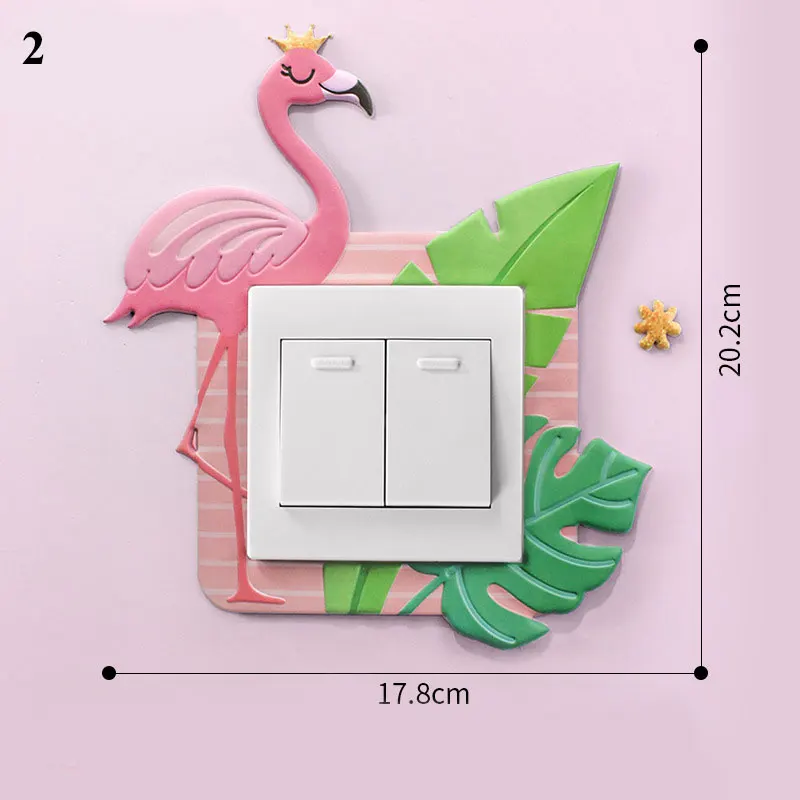 

Wall On-off Sticker Switch Outlet Flamingo Switch Cover Wall Sticker Cartoon Room Decor Luminous Animal 3D Silicone