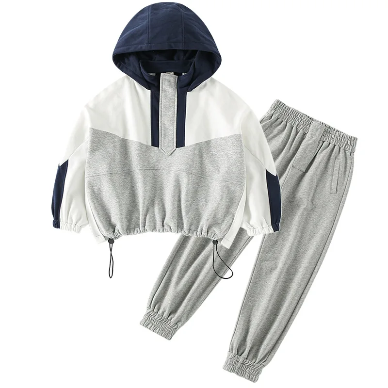 

Girls Suit Sweatshirts+Pants Cotton Hooded 2Pcs/Sets2021 Fashion Spring Autumn Teenager Kid School Outdoor Children Clothing
