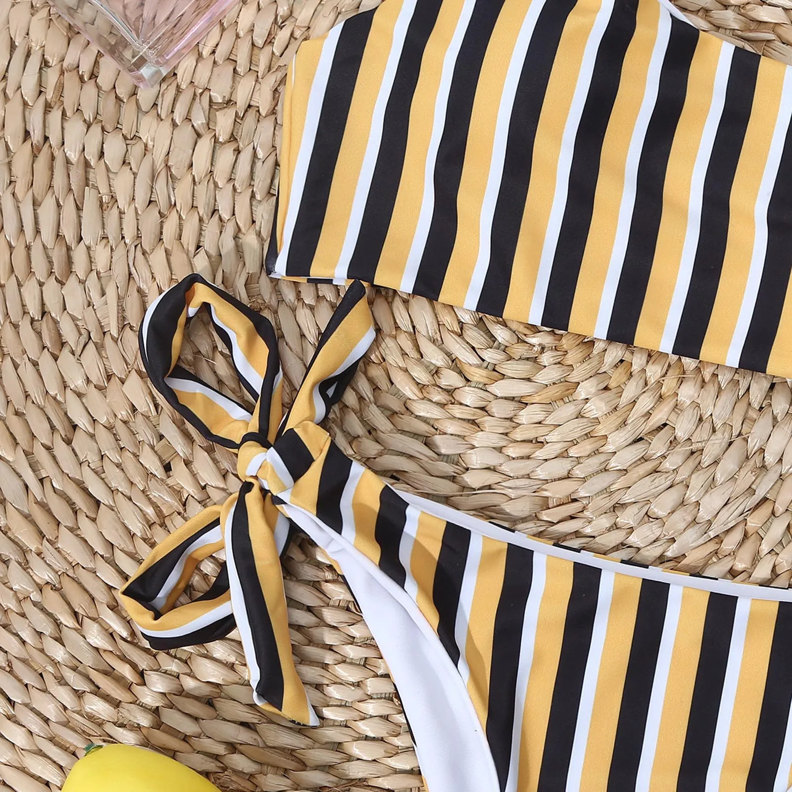 

Women Sexy Two-piece Bandage Bikini Printing Swimwear Swimsuit Beachwear Set Ribbed Bather Bathing Suit Swim