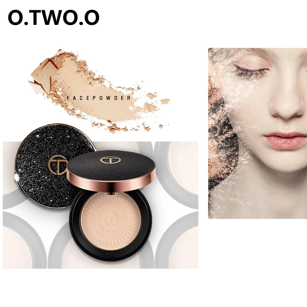 

O.TWO.O Concealer Face Whitening Cosmetics Natural Face Powder Mineral Foundations Oil-control Brighten Pressed Powder With Puff