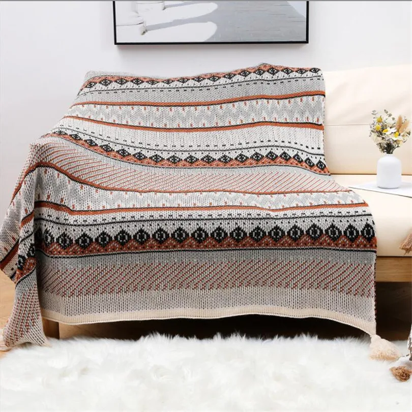 

Knitted Blanket 170cm Bohemian Decorative Throw Blankets With Tassel Thread Bedspread Blanket Bed Quilt Sofa Cover Home Decor