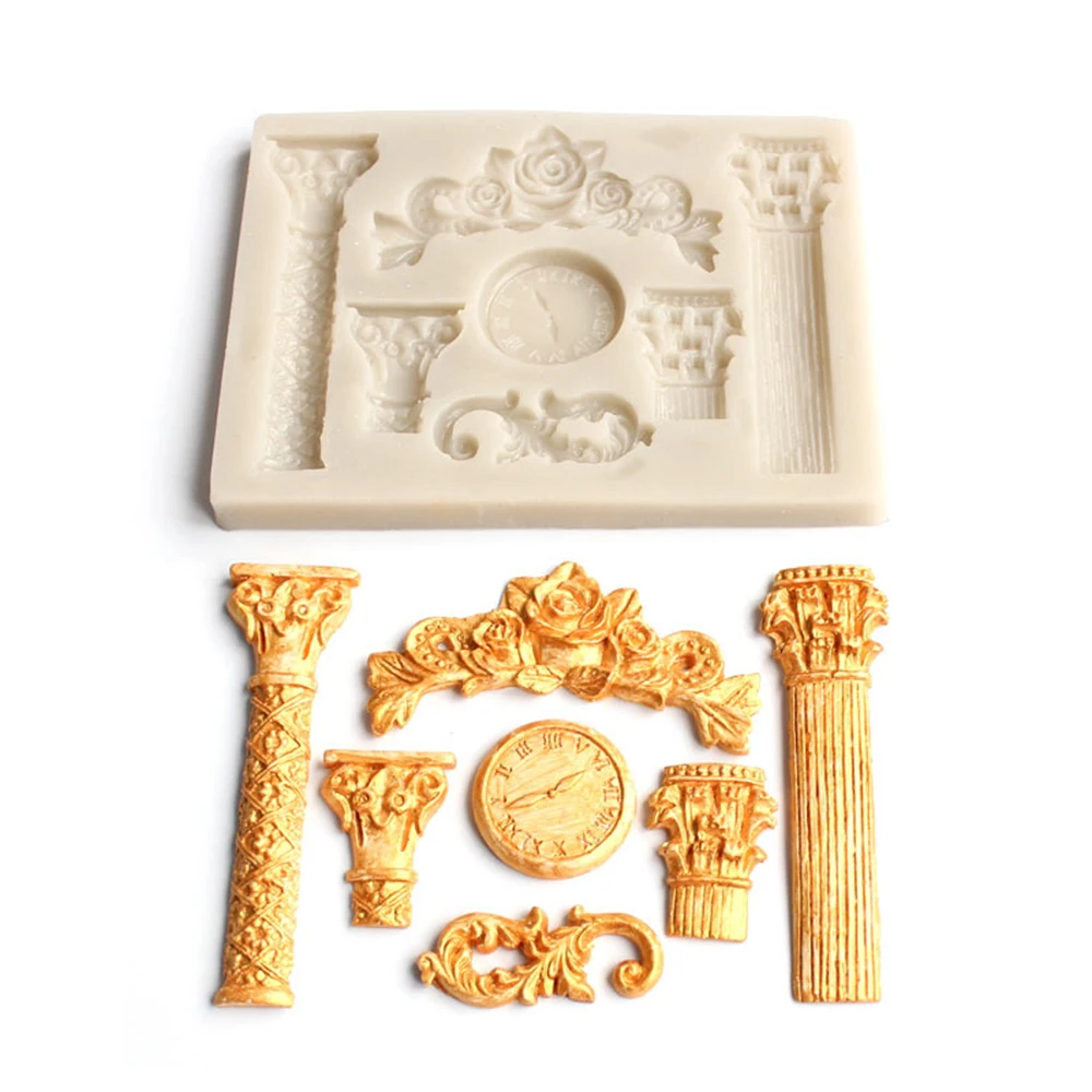 Европейский стиль сделай сам римская колонна часы роза тисненая помадка шоколад