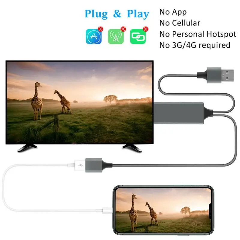 Цифровой Av адаптер под кабель Hdtv Tv для Apple Iphone Hd Plug & Play Usb 1080P|Кабели HDMI| |