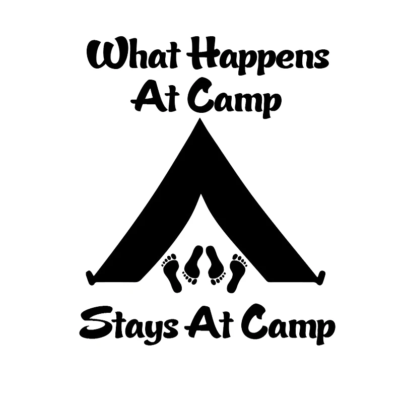 

16*13.2cm Camping car stickers What Happens At Camp Stays At Camp Decal Sticker Body Decals