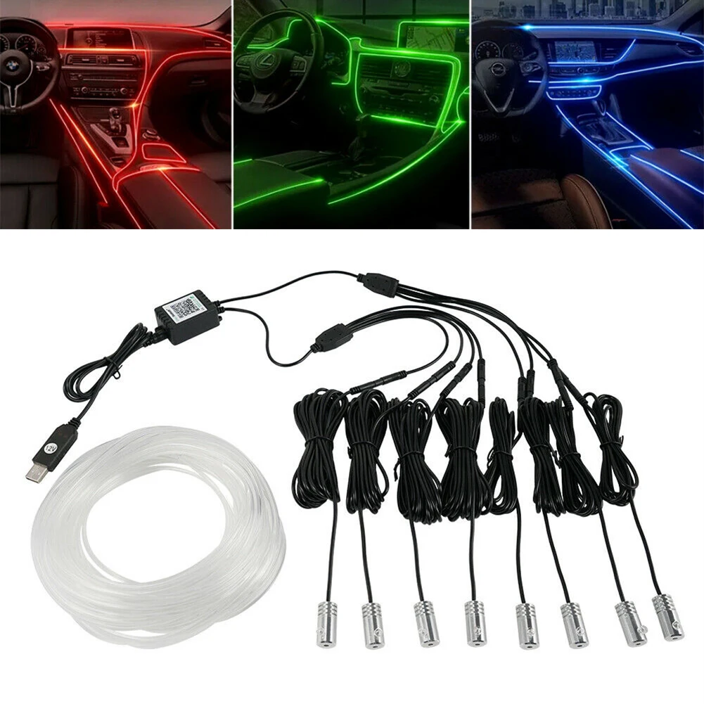 

10M RGB 8 In 1 LED 5050 LED Car Interior Fiber Optic Neon Wire Strip Light Atmosphere APP Control Lights Parts Decorative Lamps