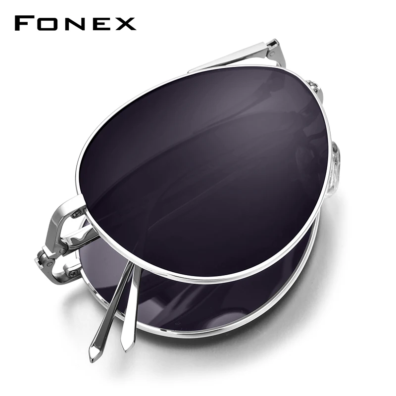 FONEX Pure Titanium Polarized Sunglasses Men New Folding Famous Aviation Sun Glasses for Men Aviador High Quality Shades 838