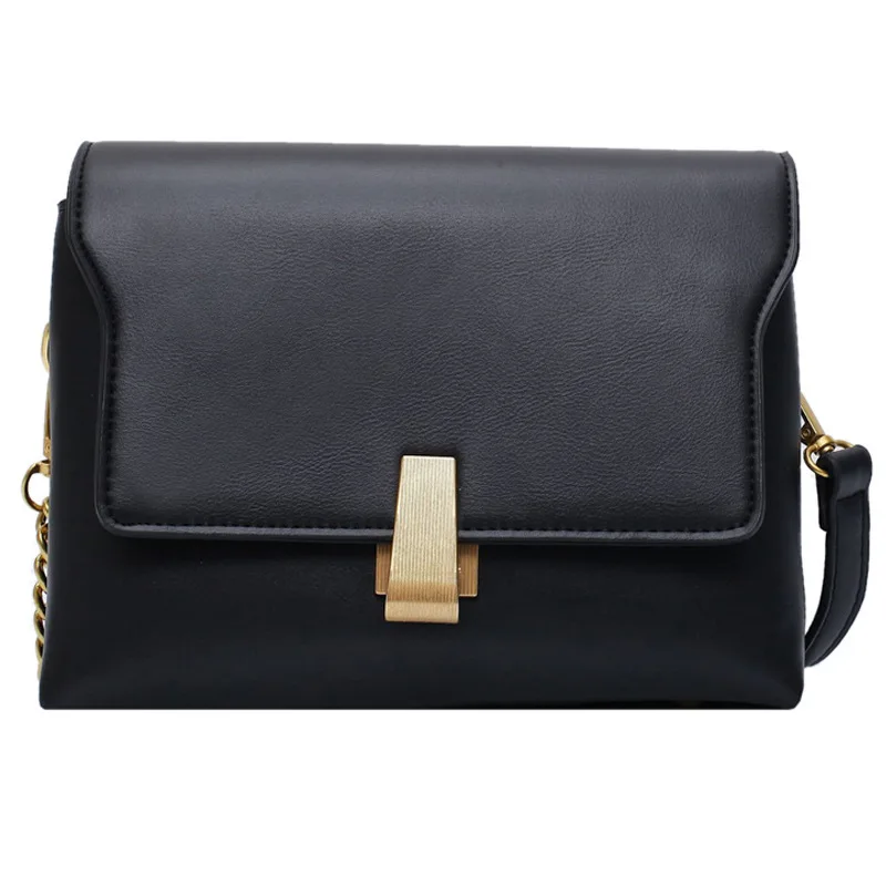 

2020 Autumn Winter New Lock Small Bags Trendy Ladies Black Tote Bag Korean Square Messenger Bag Fashion Shoulder Bag Chain Bags