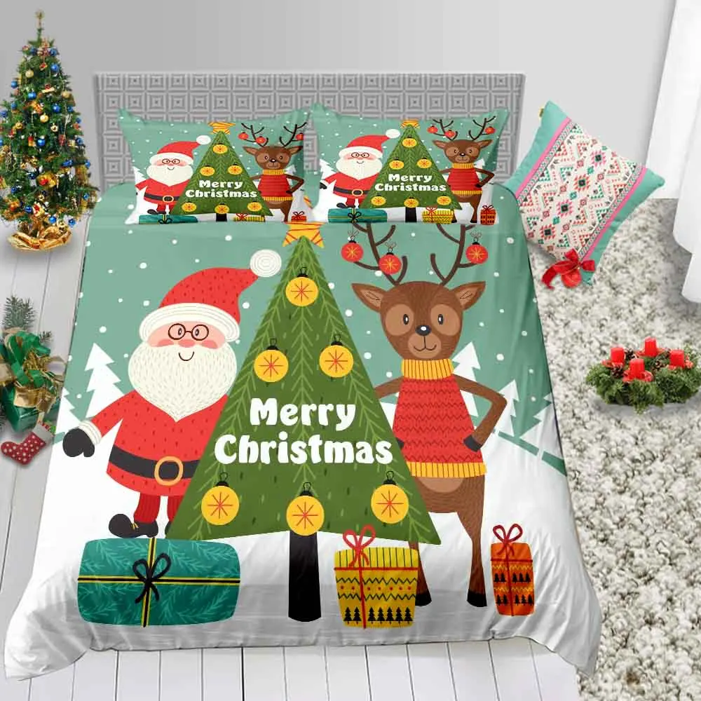 3 Merry Christmas Санта Клаус постельное белье высокого качества пододеяльник один Твин Полный queen King Размер праздничные подарки простыня - Цвет: 3