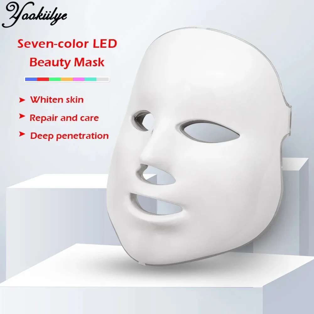 Светодиодный маска для лица терапия 7 цветов машина Фотон светильник уход за