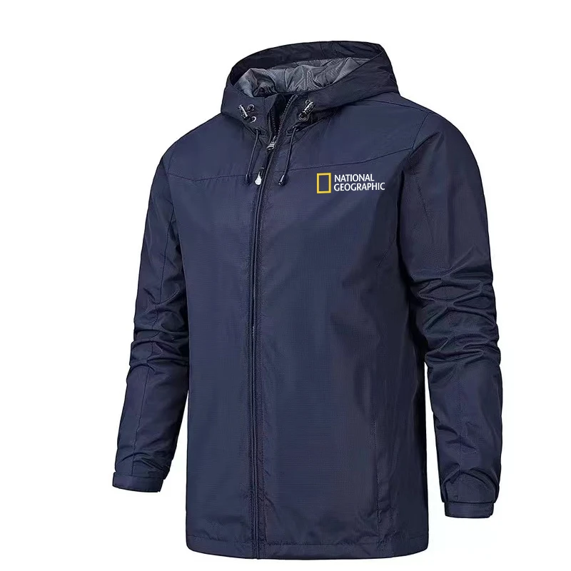 

Мужская куртка с капюшоном, легкая водонепроницаемая куртка на молнии, однотонная, 2021