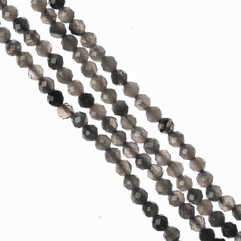 

Цветные обсидиана с черным и серым камнем 3-2 мм для граненых россыпью бусин, Размер 15 дюймов, вечерние подарки, H549