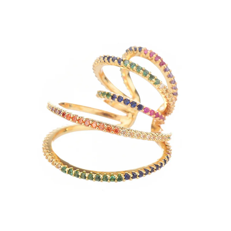 Роскошные Дизайнерские серьги клипсы золотого цвета Многослойные Круглые