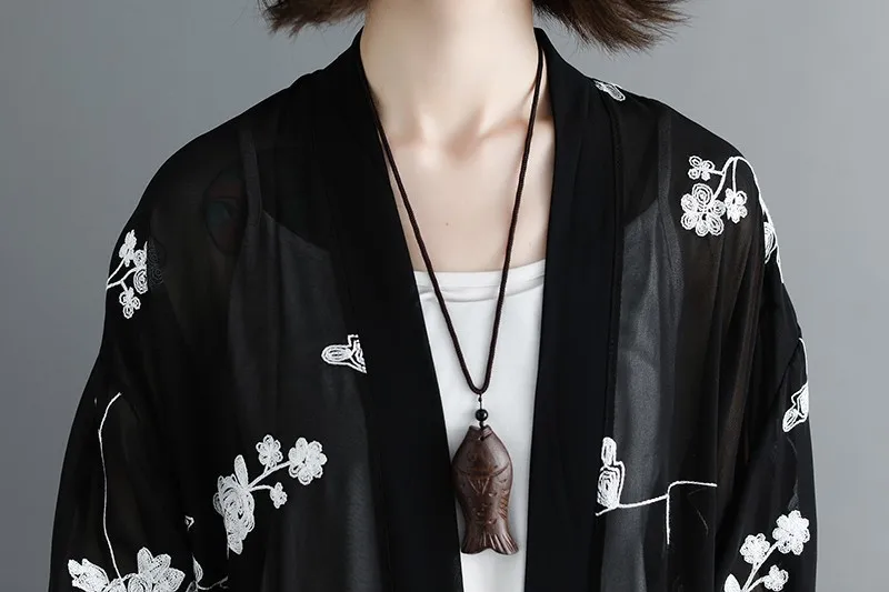 #2812 летнее шифоновое кимоно женское прозрачное пальто кардиган с цветочной