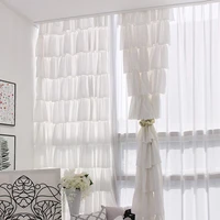 fashion cupcake pure white curtains lace fabric sheers girl room ruffle romantic voile tulle curtain for living room window deco