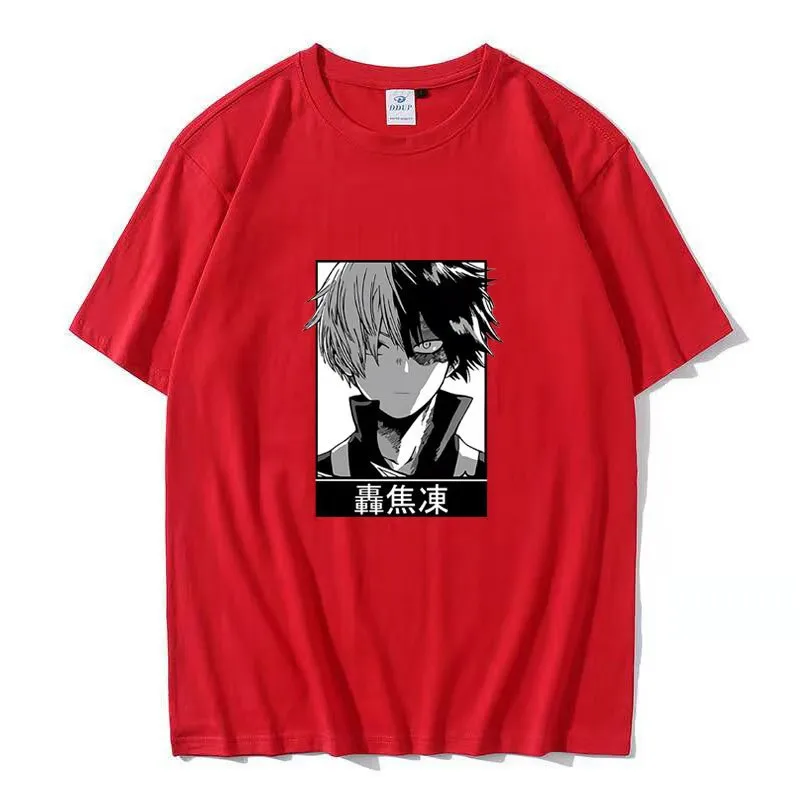 

My Hero Academia Cosplay Unisex Short T-shirt Short Sleeve Harajuku T-Shirt Men Women Cosplay Shoto Todoroki Cosplay Costume