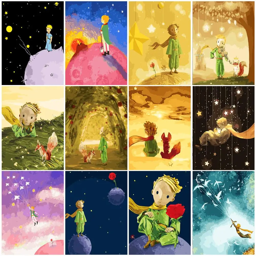 

DIY Painting By Numbers The Little Prince On Canvas Painting Kits For Kids Cartoon Frameless Art Oil HandPainted Children Room